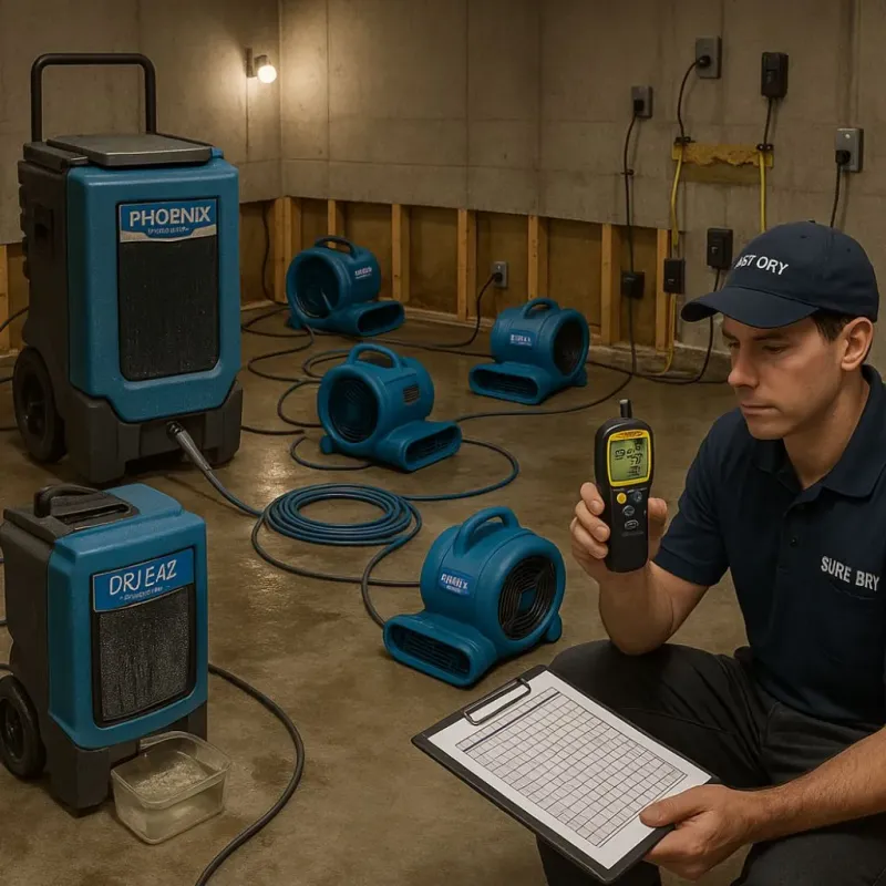Structural Drying and Dehumidification process in Sartell, MN